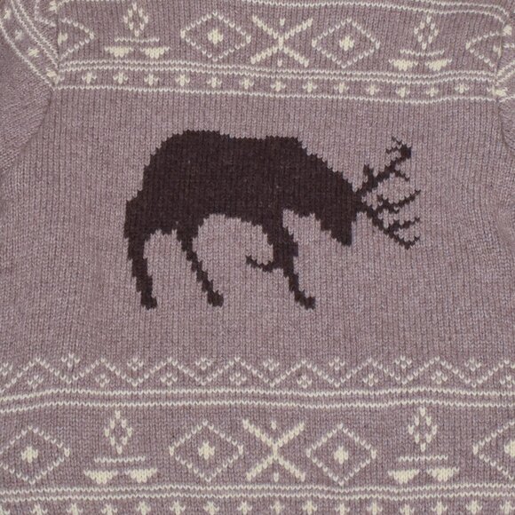 Schott Urban Outfitters Wool Blend Nordic Elk Med Taupe Knit Zip Jacket Size L - Picture 5 of 8